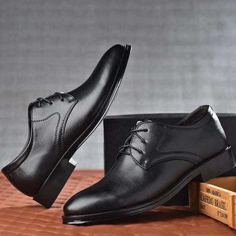 Plus Size Man Shoes Formal Black Leather Shoes for Men Lace Up Oxfords for Male Wedding Party Office Business Casual Shoe Men