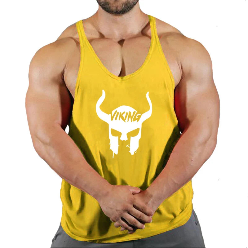 Skull Strong Print Clothing Bodybuilding Cotton Gym Tank Tops Men Sleeveless Undershirt Fitness Stringer Muscle Workout Vest