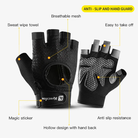 Sports Gym Fitness Gloves Men and Women Weightlifting Breathable Non-Slip Silicone Half-Finger Cycling Motorcycle Gloves