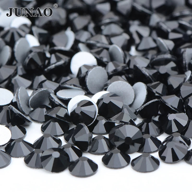 JUNAO 100Gross Bulk Packag SS6 SS10 SS12 SS16 SS20 SS30 AB Color Glass Rhinestones Non Hot Fix Flat Back Strass DIY Nail Stones