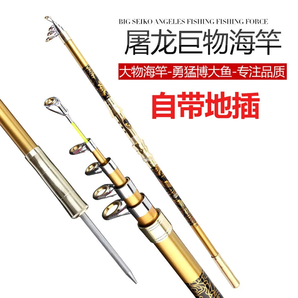 Professional Carp Fishing Rod Metal 2.1m-3.6m Gold Glass Fiber EVA Handle Telescopic Spinning Rods Fishing Weight 5kg Sea River