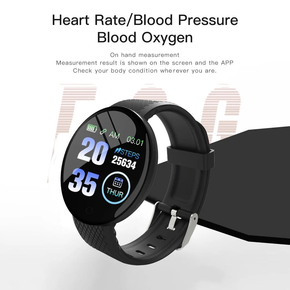 D18 Smart Bracelet 1.3inch Color Round Screen Sleep Heart Rate Monitor Pedometer Fitness Tracker Sports Smart Watch Men Women