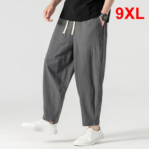 Linen Pants Men Baggy Pants Plus Size