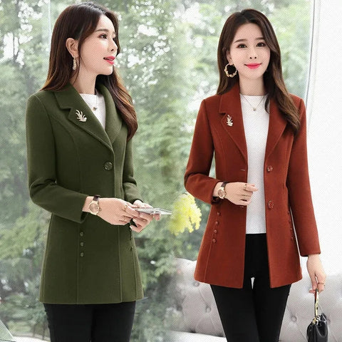 Autumn Winter Women's Woolen Coat New Female Casual Loose Women Woolen Blend Jacket Slim Lady Clothing Overcoat Outerwear