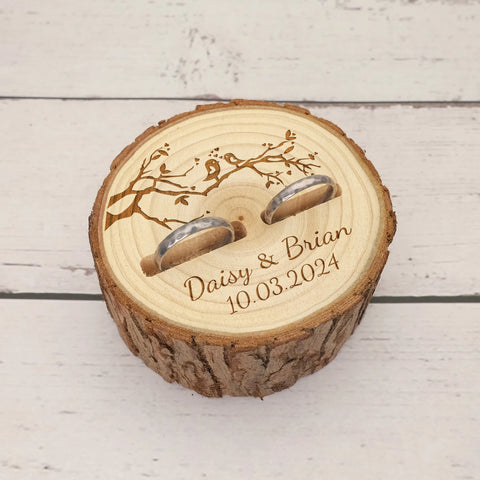 Personalized Wedding Ring Bearer Box Rustic Wedding Ring Box Wood Ring Holder Custom Names & Date Proposal Box Engagement Box