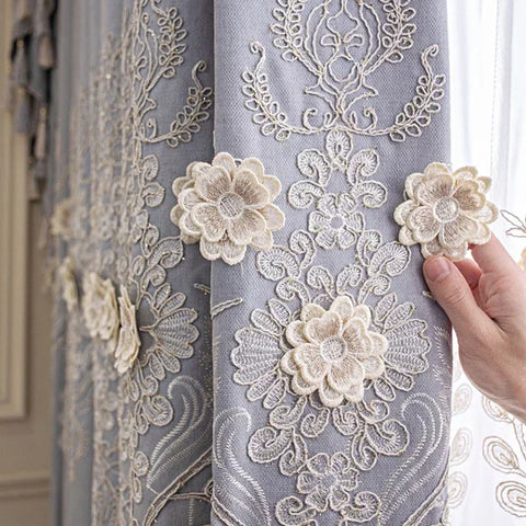 European Modern curtains for living room Bedroom Blackout Luxury Window Embroidered Tulle Villa Elegant Valance decorate Custom