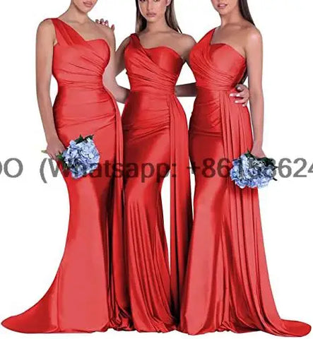 royal blue bridesmaid dresses women for wedding new satin one shoulder sexy mermaid vestidos para bodas mujer invitada chic