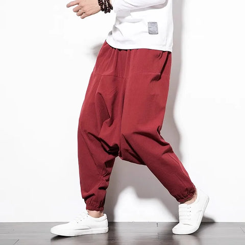 Streetwear Harem Pants Men Hip-hop Drop Crotch Cotton Joggers