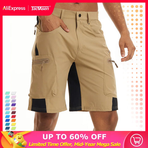 TACVASEN Men Summer Outdoor Shorts Quick Dry Knee Length Hiking Fishing Running Shorts Lightweight Multi-Pockets Workout Shorts