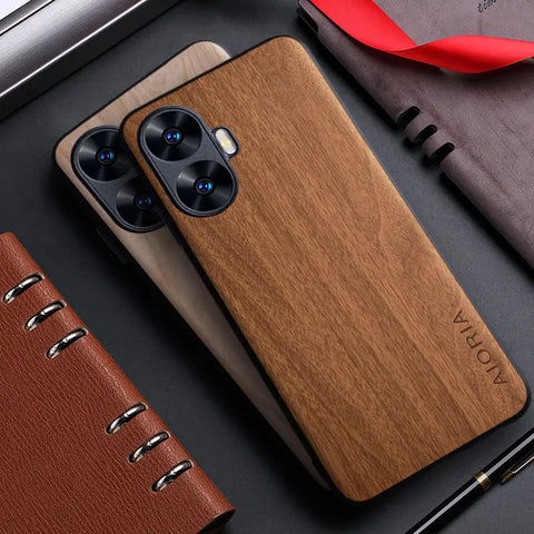 Case for Oppo Realme C55 C30 C31 C35 4G funda bamboo wood pattern Leather back cover coque for oppo realme c55 c33 c31 case capa