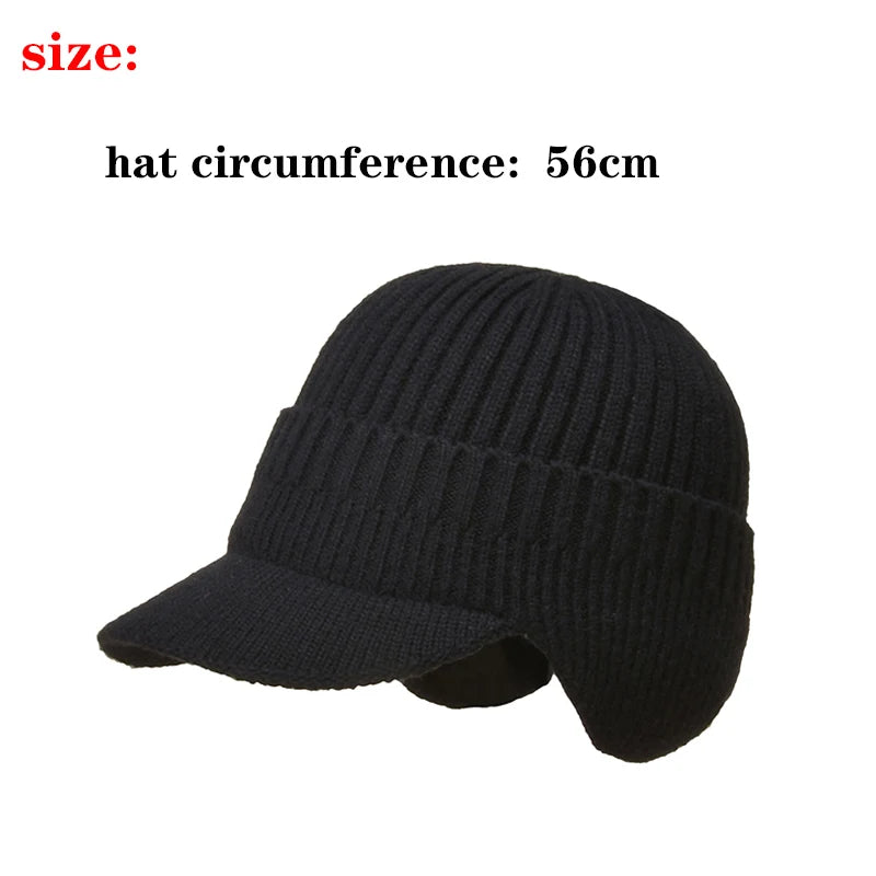 Brand Men Winter Knitted Hat Outdoor Cycling Ear Protection Warmth Peaked Cap Casual Fashion Sunhat Bomber Hats