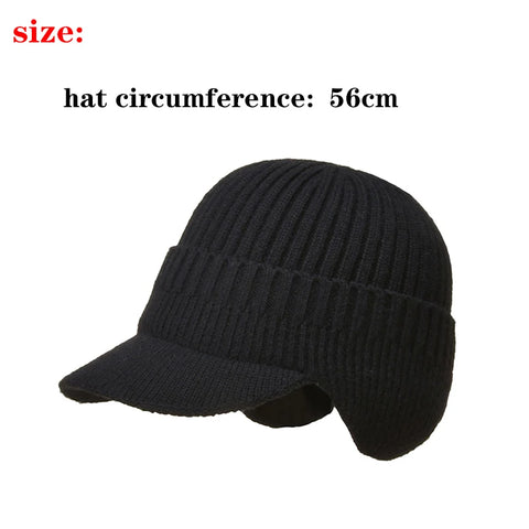 Brand Men Winter Knitted Hat Outdoor Cycling Ear Protection Warmth Peaked Cap Casual Fashion Sunhat Bomber Hats