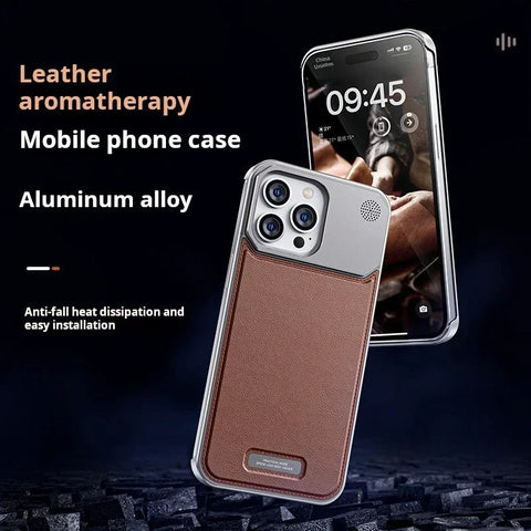 Luxury Leather Metal Phone Case For Iphone 13 14 15 Pro Max