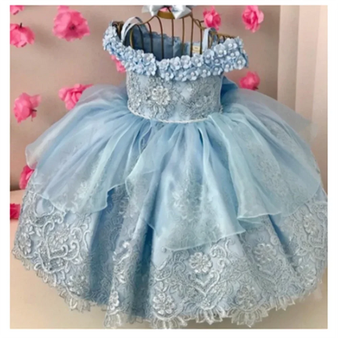 Baby Girls Dresses Off Shoulder Pearls Lace Butterflies Flower Princess Dress Infant First Birthday Party Gown  Communion Gift