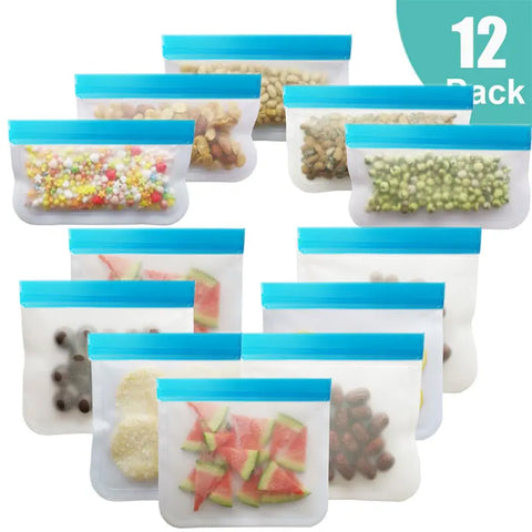 Silicone Food Storage Bag Reusable PEVA Fresh-keeping Bag Fruit And Vegetable Sealed Bag Kitchen Leak-proof Ziplock Storage Bag