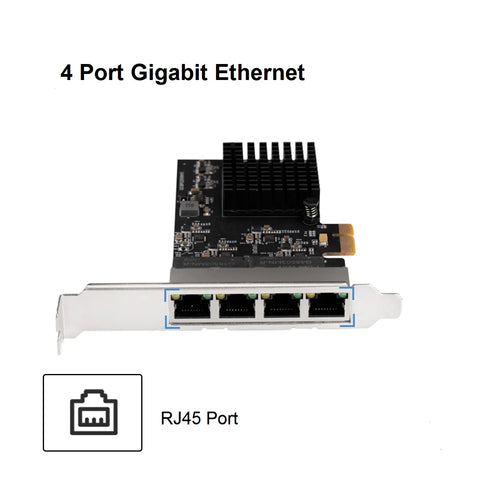 IOCREST PCIe 4 Ports Gigabit Ethernet Controller Card 1x 1000Mbps NIC RTL8111H Chips with Low Profile Bracket for desktop