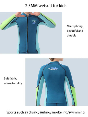 Kids Neoprene Split Wetsuit 2.5mm Thermal Keep Warm Diving Suit Snorkeling Surfing Swimming Suit Boy Girl Diving Clothes