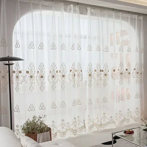 European Modern curtains for living room Bedroom Blackout Luxury Window Embroidered Tulle Villa Elegant Valance decorate Custom