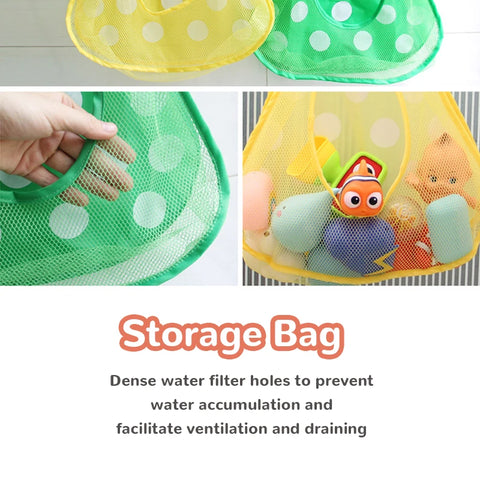 Toy Storage Bag Strong Suction Cups Bath Game Bag Bathroom Organizer