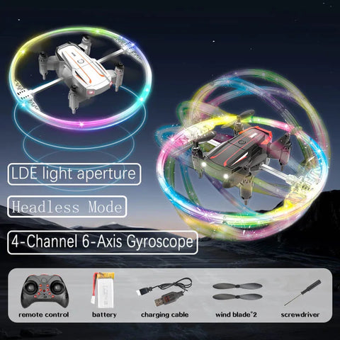 Remote-Controlled Aircraft with LED Light Strip Stunt Rotation 360°