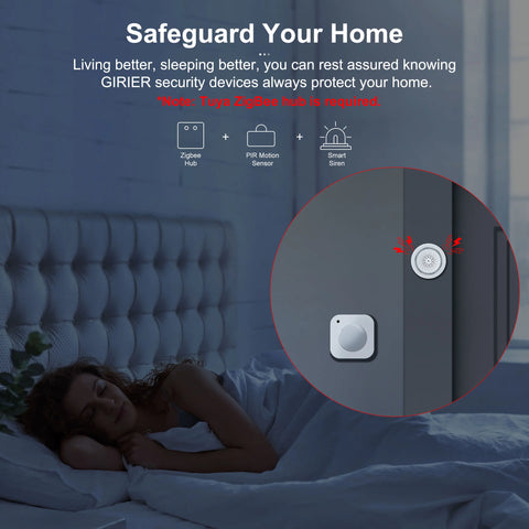 GIRIER Tuya ZigBee PIR Motion Sensor Smart Human Movement Detector Built-in Light Sensor for Home Security Works Smart Life APP