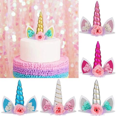 Rainbow Unicorn Cake Topper Kids Girl Birthday Party DIY Decoration Baby Shower Wedding Favors Unicorn Theme Party Supplies