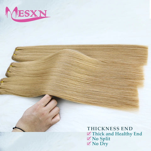 High Quality  Human Hair Wefts Extensions Hair Weaves Bundles Real Human Natural Hair  Straight  Black Brown Blonde very thick