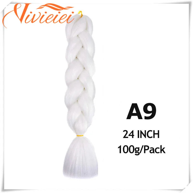 VIVIEIEI Synthetic Braiding Hair 24 Inch Jumbo Braid Ombre Jumbo Hair Extension for Women DIY Hair Braids Purple Pink Yellow Red