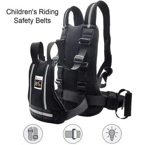 Adjustable Safety Belt for Kids Child Motorcycle Safety Belt Reflective Rear Seat Grab Handle Strap Breathable Anti-Drop Harness