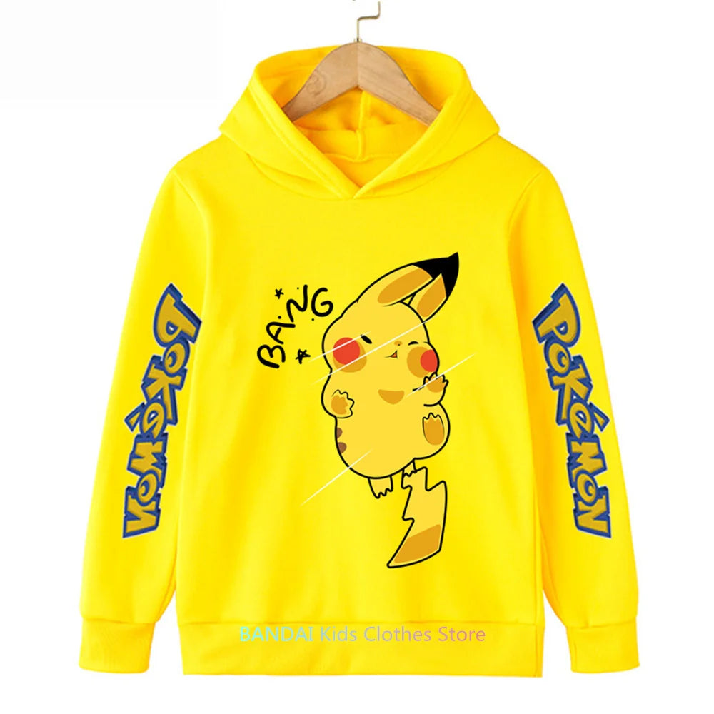 Pokemon Clothes Pikachu Children Autumn Hooded Sweater