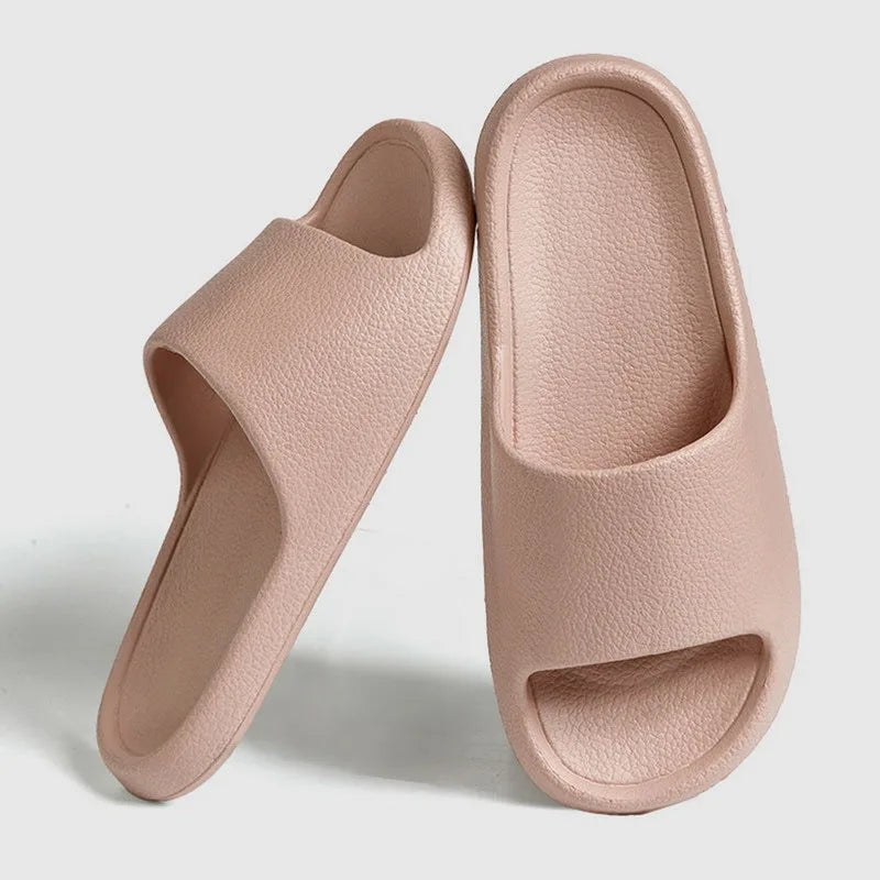 Women Bathroom Slippers Cloud Cushion Slides Summer Flat Sandals Thick Platform Shoes Man Indoor Non-Slip Flip Flops Couple Shoe