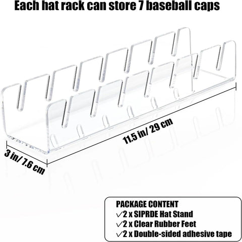 7-Holes Baseball Cap Display Rack Durable Clear Acrylic Hat Holder for Home Closet Storage Organization Stores Decoratio