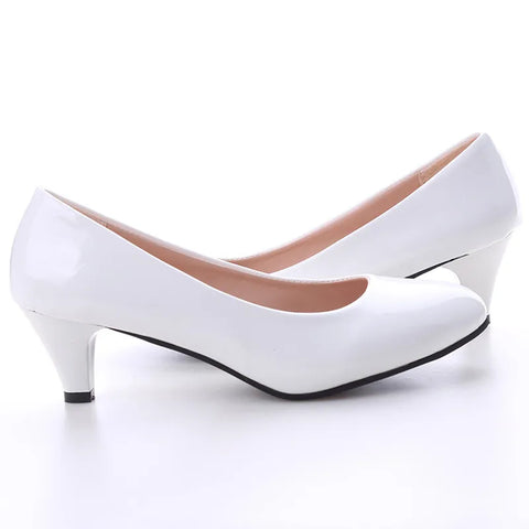 Ladies Pumps Medium Heel Weeding Shoes