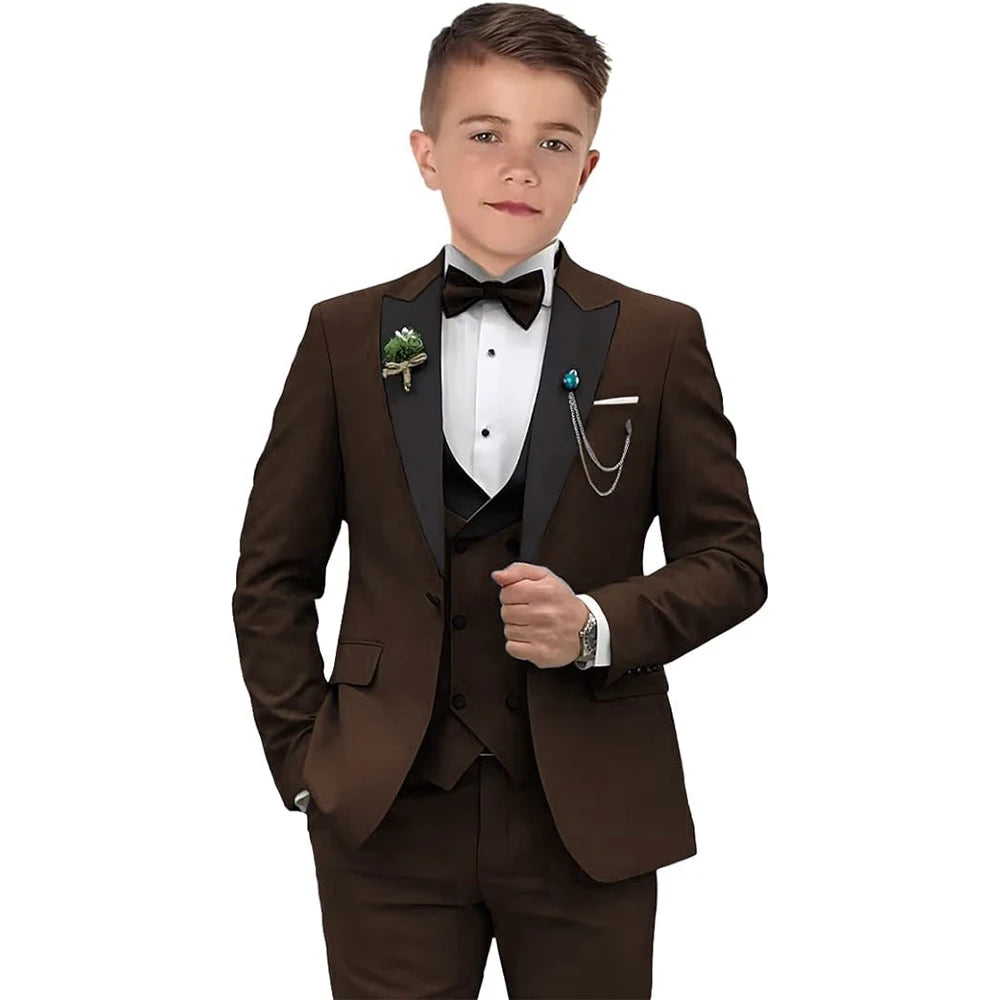 Kid's 3 Piece Suit Set Blazer Vest Pants Wedding Suits for Page Boy