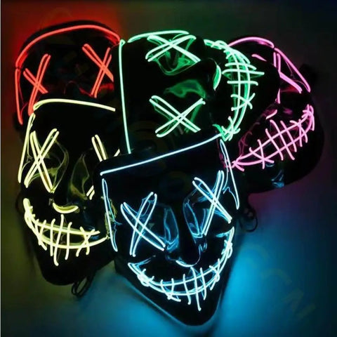 Cosmask Halloween Neon Mask Led Mask Masque Masquerade Party Masks Light Glow In The Dark Funny Masks Cosplay Costume Supplies