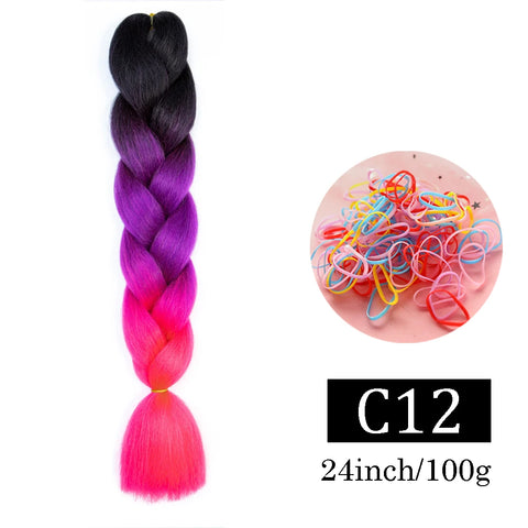 24 Inch Jumbo Braids Extensions Synthetic Braiding Hair Afro Ombre Color kanekalon Hair for Children Braid