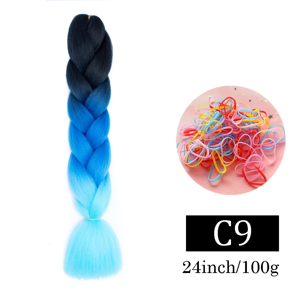 24 Inch Jumbo Braids Extensions Synthetic Braiding Hair Afro Ombre Color kanekalon Hair for Children Braid