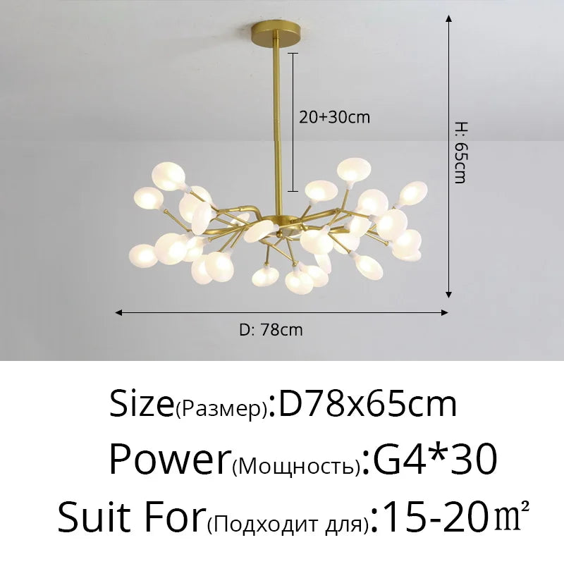 Nordic Gorgeous Firefly Lamp Home Indoor Lighting Luxurious Decor Hanging Lamp Modern LED Chandelier Living Room Bedroom Kitchen