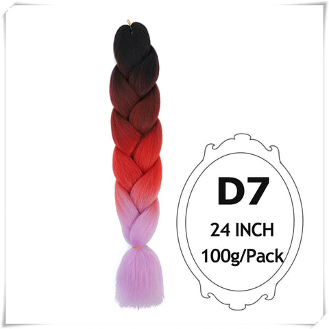 24 Inch Ombre purple jumbo Braiding Hair Synthetic