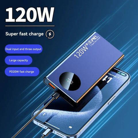 Lenovo 120W Fast Charging 50000mAh Thin and Light Portable Power Bank Cell Phone Accessories External Battery Free Shipping