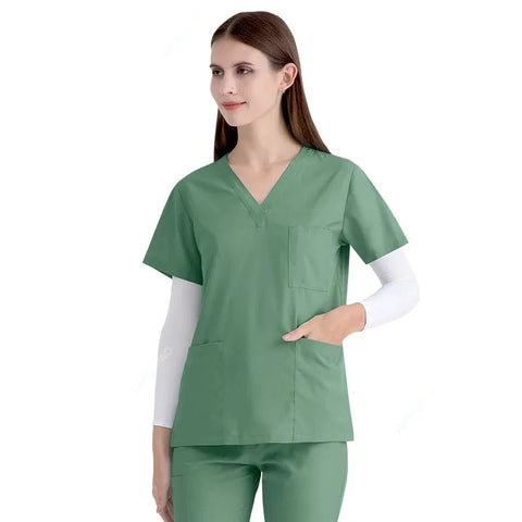 Hospital Doctor Nursing Uniform Women Wholesale Casual Short Sleeved V-neck Jogger Suits Nurse Pharmacy Working Medical Uniform