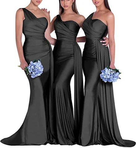 royal blue bridesmaid dresses women for wedding new satin one shoulder sexy mermaid vestidos para bodas mujer invitada chic