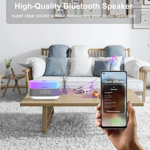 Lovaroma 300ml Cool Mist Humidifier Aroma Diffuser Essential Oil Bluetooth Speaker Alarm Clock 7 Colors Lights Timer Home Office