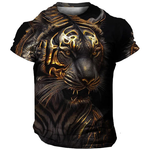 Men's T-Shirt 3D Tiger Print T Shirt Streetwear Quick Dry Fashion