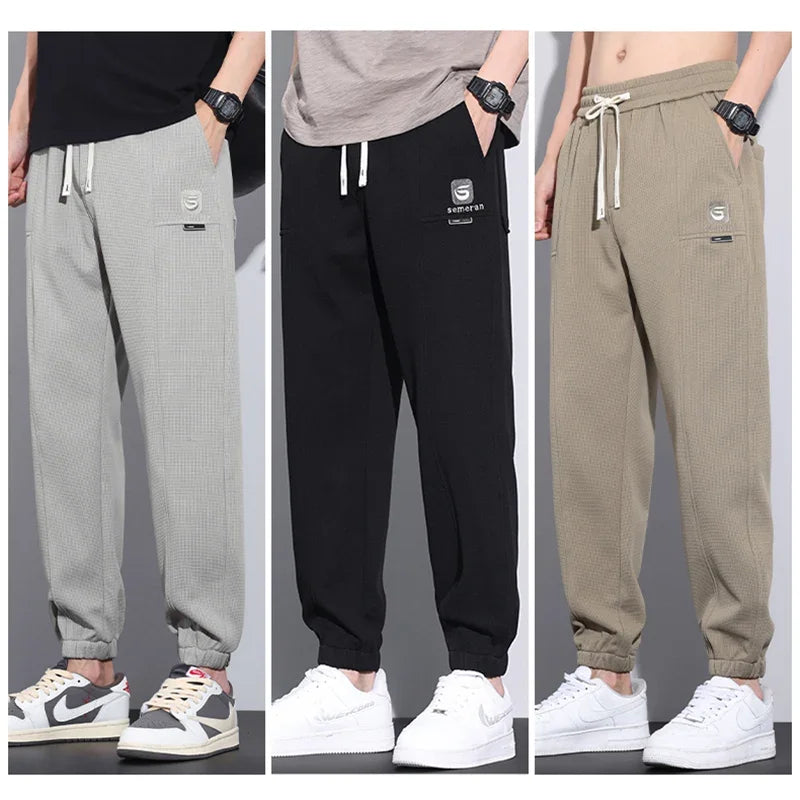 Casual Men's Baggy Cargo Pants Bunching Feet Elastic Waist Harem Trousers Fashion Male Drawstring Jogging Streetwear Sweatpants