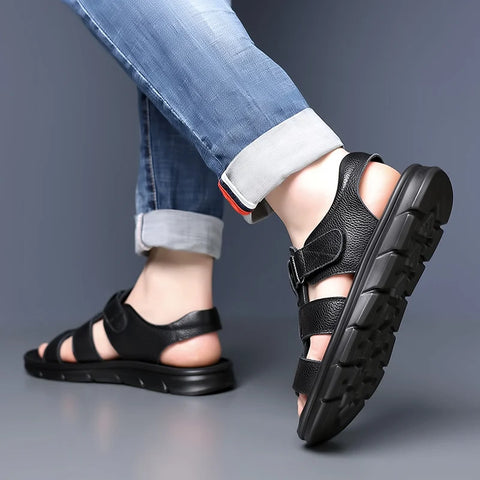 Men Comfort Hollow Non-slip Leather Sandals