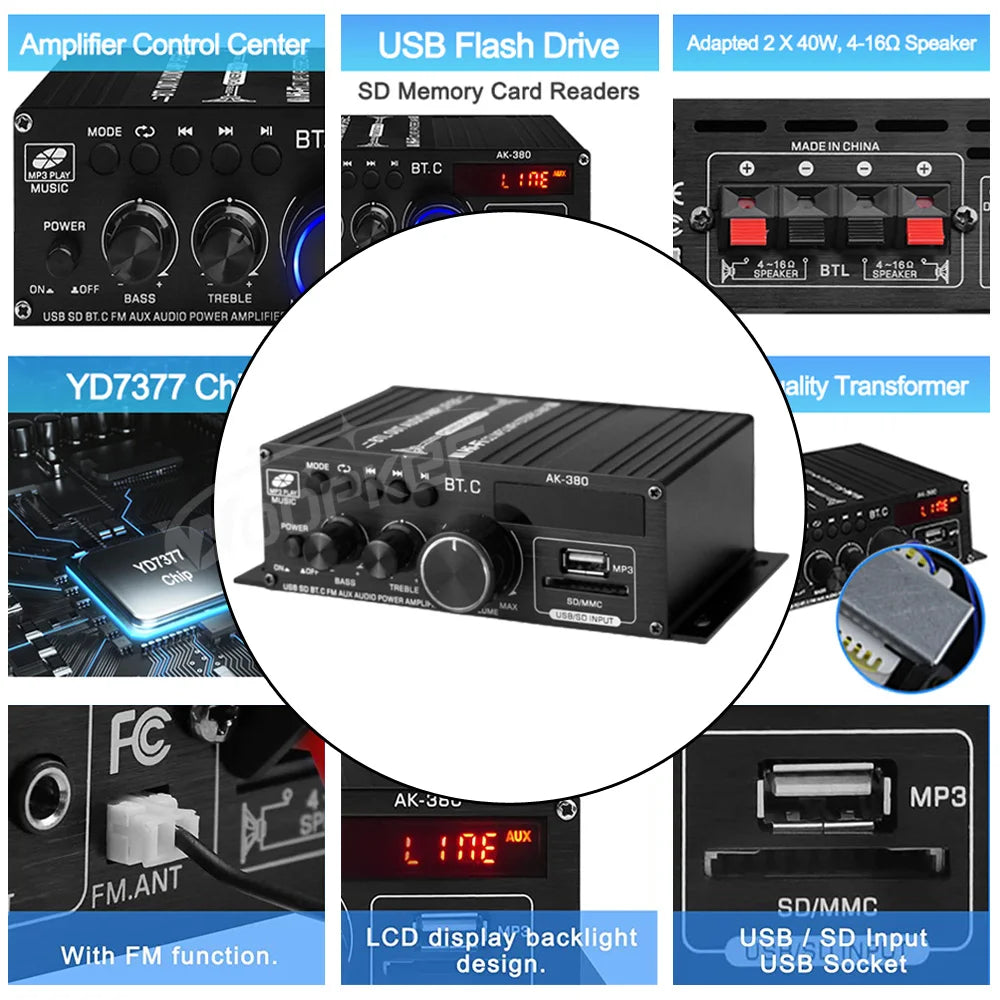 Digital Audio Amplifier 800W Bluetooth Power