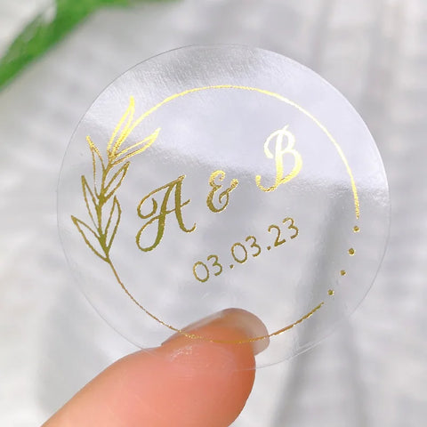 Gold Foil Wedding Favor Stickers PET