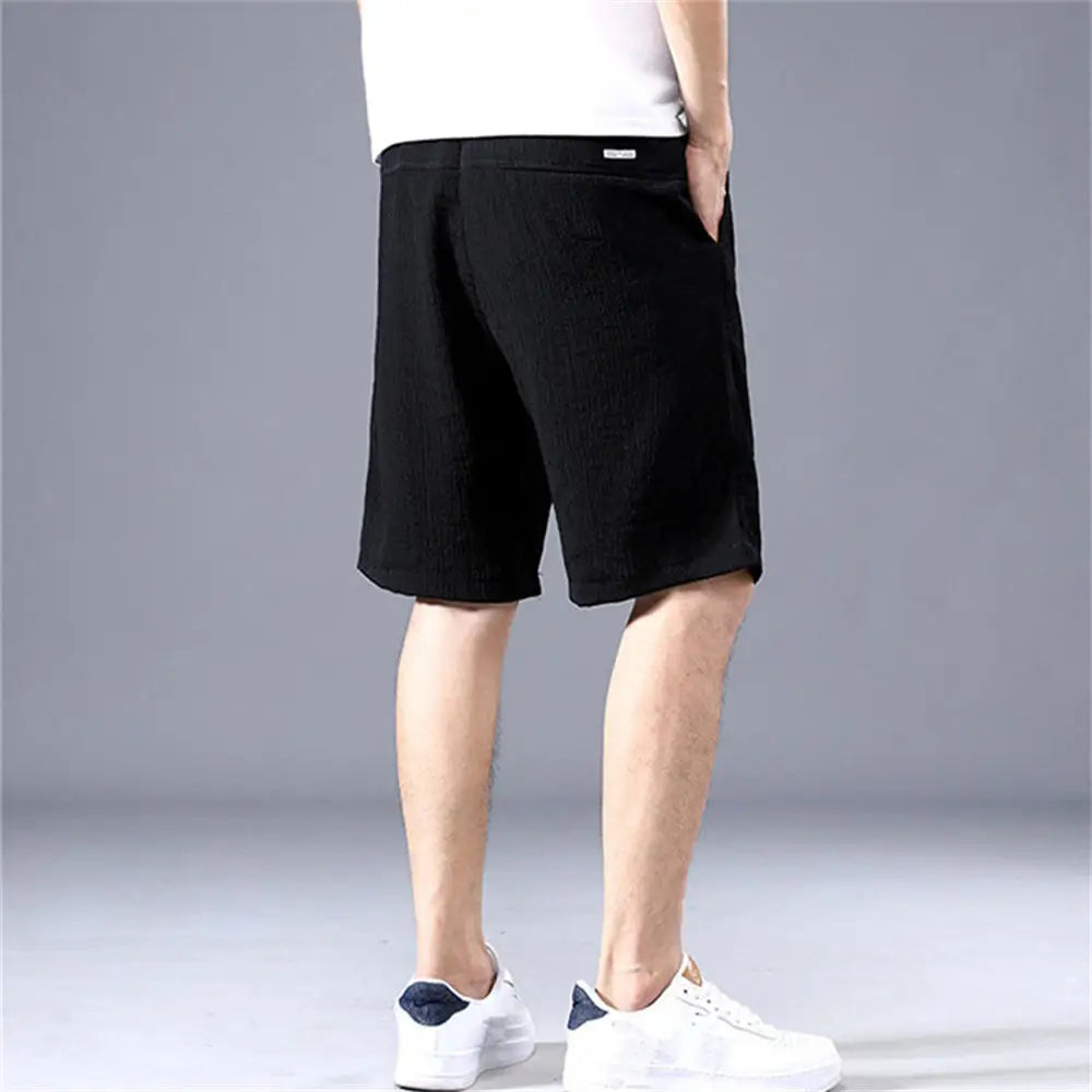 Lce Silk Shorts Men's Thin Sports Cropped Pants Loose Straight Leg Cool Breathable New Fashion Trend Casual Pants