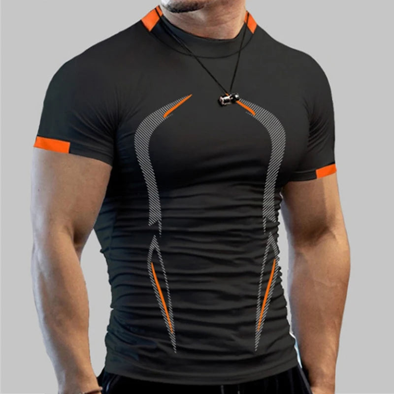 Men Compression Gym t Shirt Short Sleeve Bodybuilding Fitness Top Tee Man Quick Dry Running Sport t Shirts Male Gym Sportswear